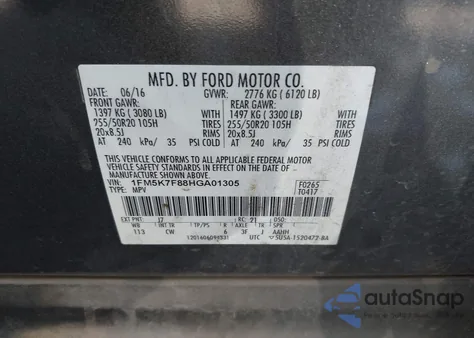 2017 Ford Explorer Limited from USA, damaged, VIN 1FM5K7F88HGA01305